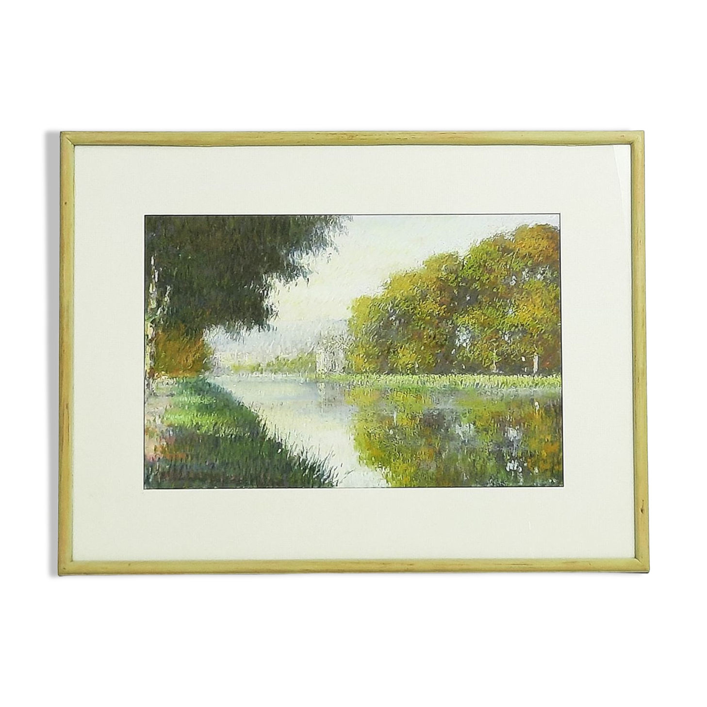 Pastel représentant un paysage au bord de l'eau par Gregory Davies