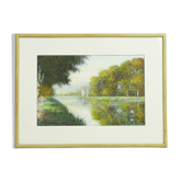 Pastel depicting a landscape by the water by Gregory Davies