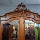 antique walnut carved wardrobe – Louis XV style – mirror doors – 19th century