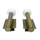 Pair of Lucky Brilliant wall sconces, brass and white globes, Art Deco styl