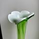 large soliflore vase in opaline and apple green glass Murano style 60s-70s