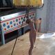 Art deco lamp golden metal and glass pate