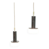 Suspended glass and chrome lamps model P105 German Mid-Century Space Age from the 1960s by Staff, set of 2.