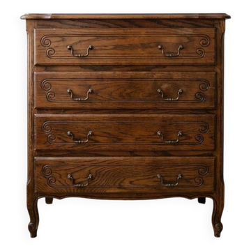 Commode Louis XV en bois à 4 tiroirs