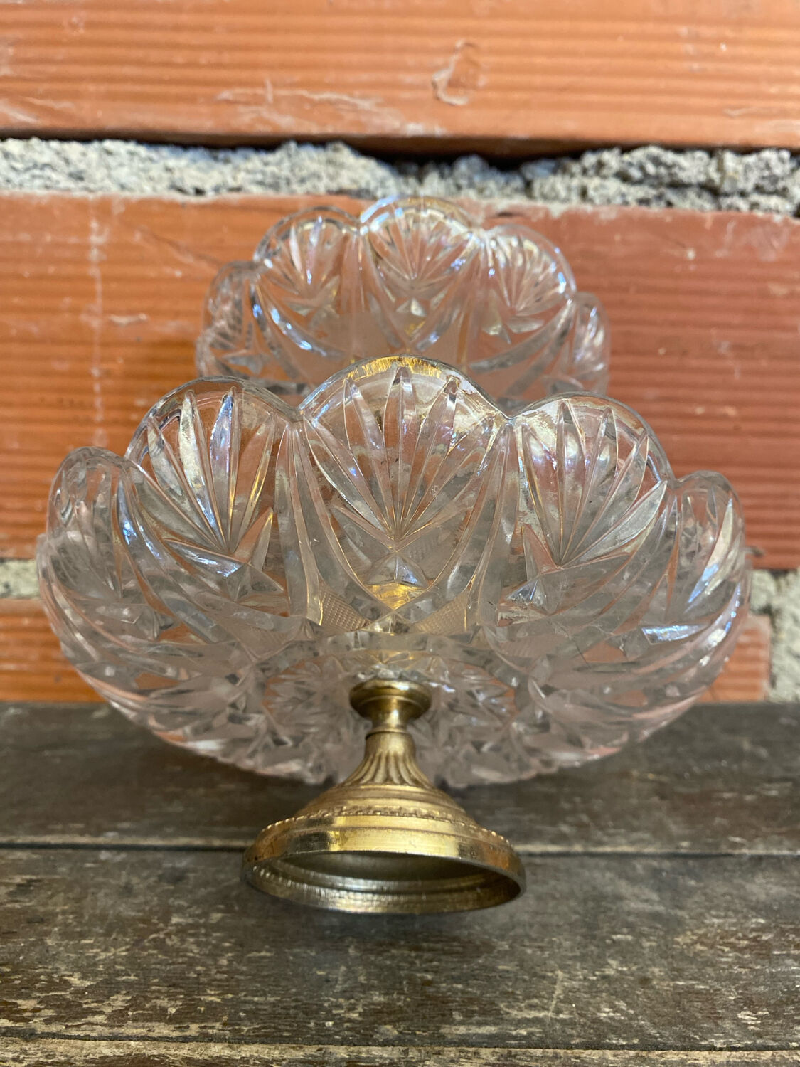 Cake Stand Antique Crystal + Gilded Bronze Trays #