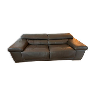 Sofa 3 places full grain leather brown - Crozatier