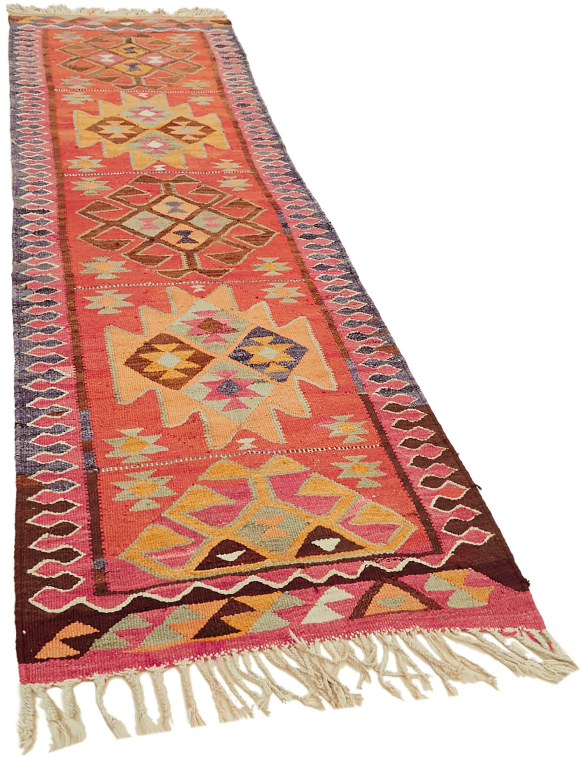 Turkish Handwoven Vintage Herki Kilim 98 cm x 320 cm