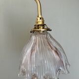 Elbow wall lamp with vintage holophane glass shade