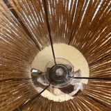 Lampe à poser style brutaliste, bois brut et corde