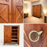 Vintage solid oak cross-braced wardrobe 1940
