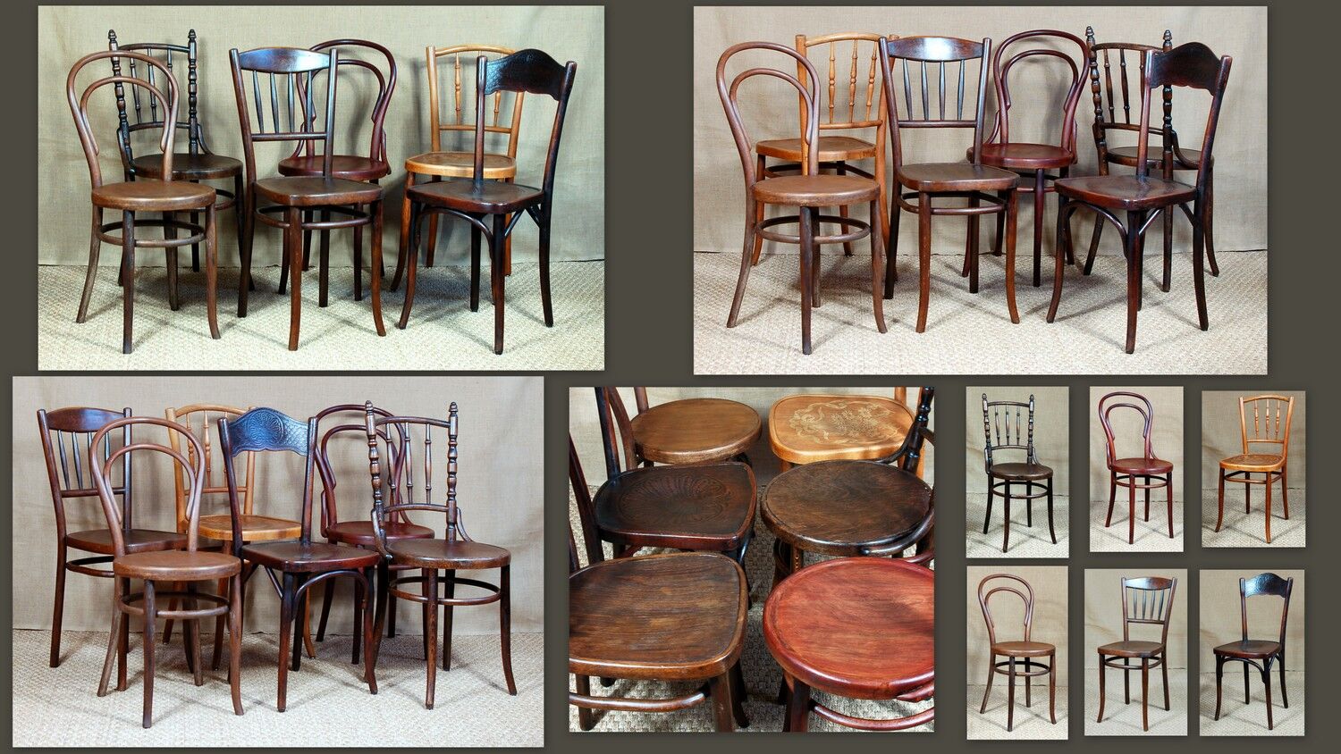 Lot 6 chaises bistrot mélangées début XXe