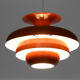 Layered metal pendant light with candy apple lacquer, Sweden 1970s