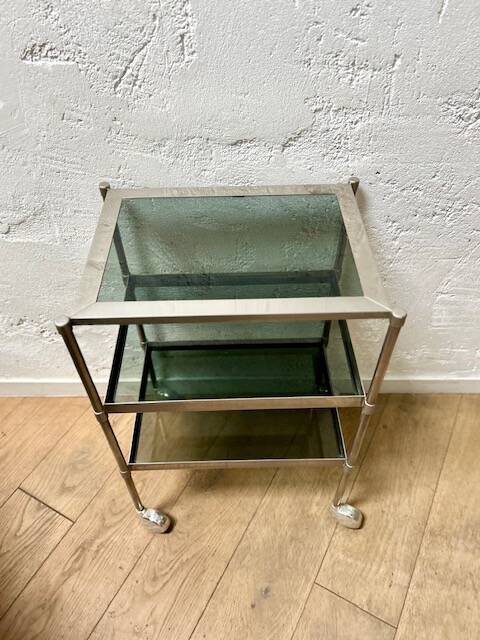 Glass and metal rolling table / serving trolley