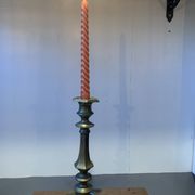 Large vintage golden brass candle holder