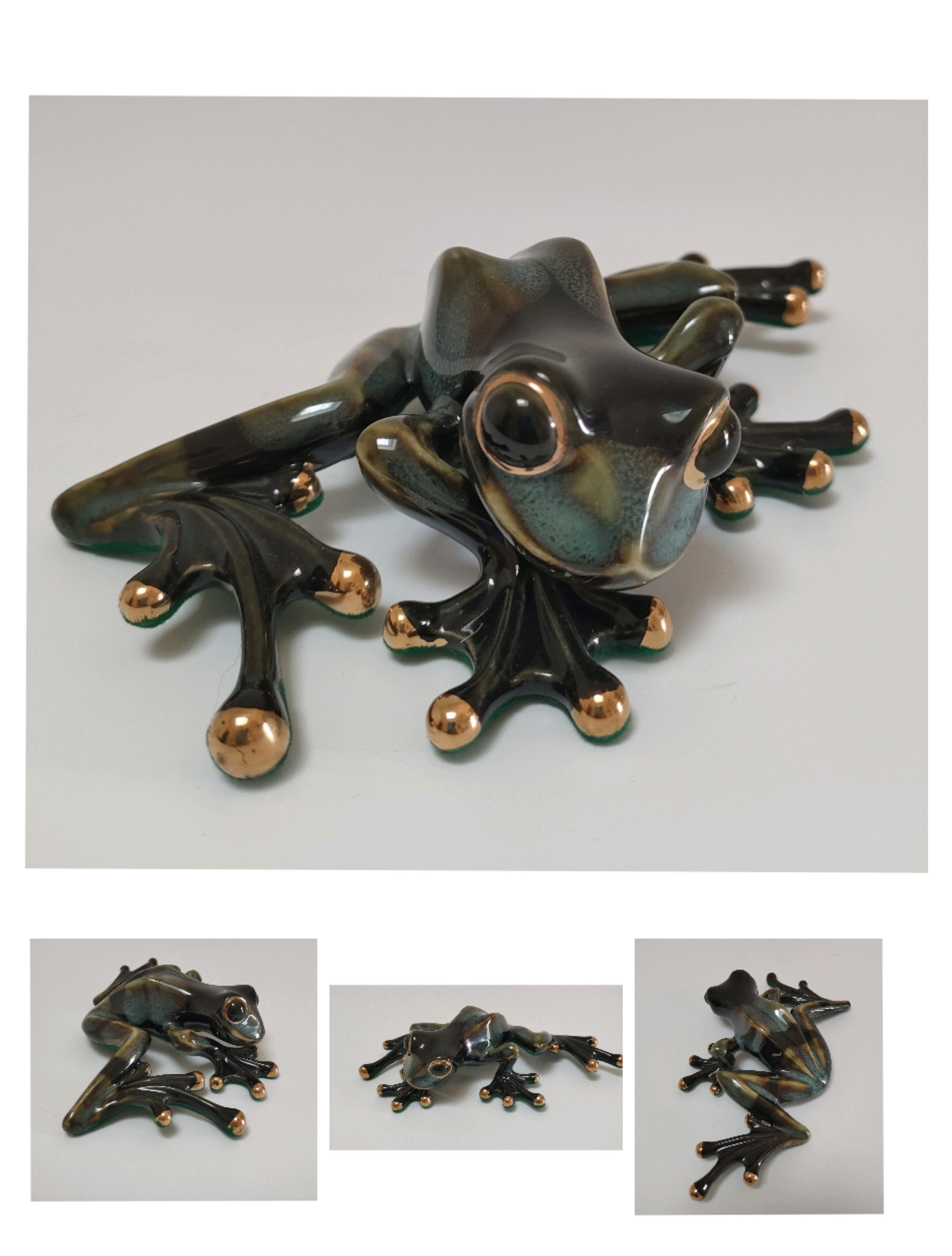 Vintage glazed ceramic tree frog