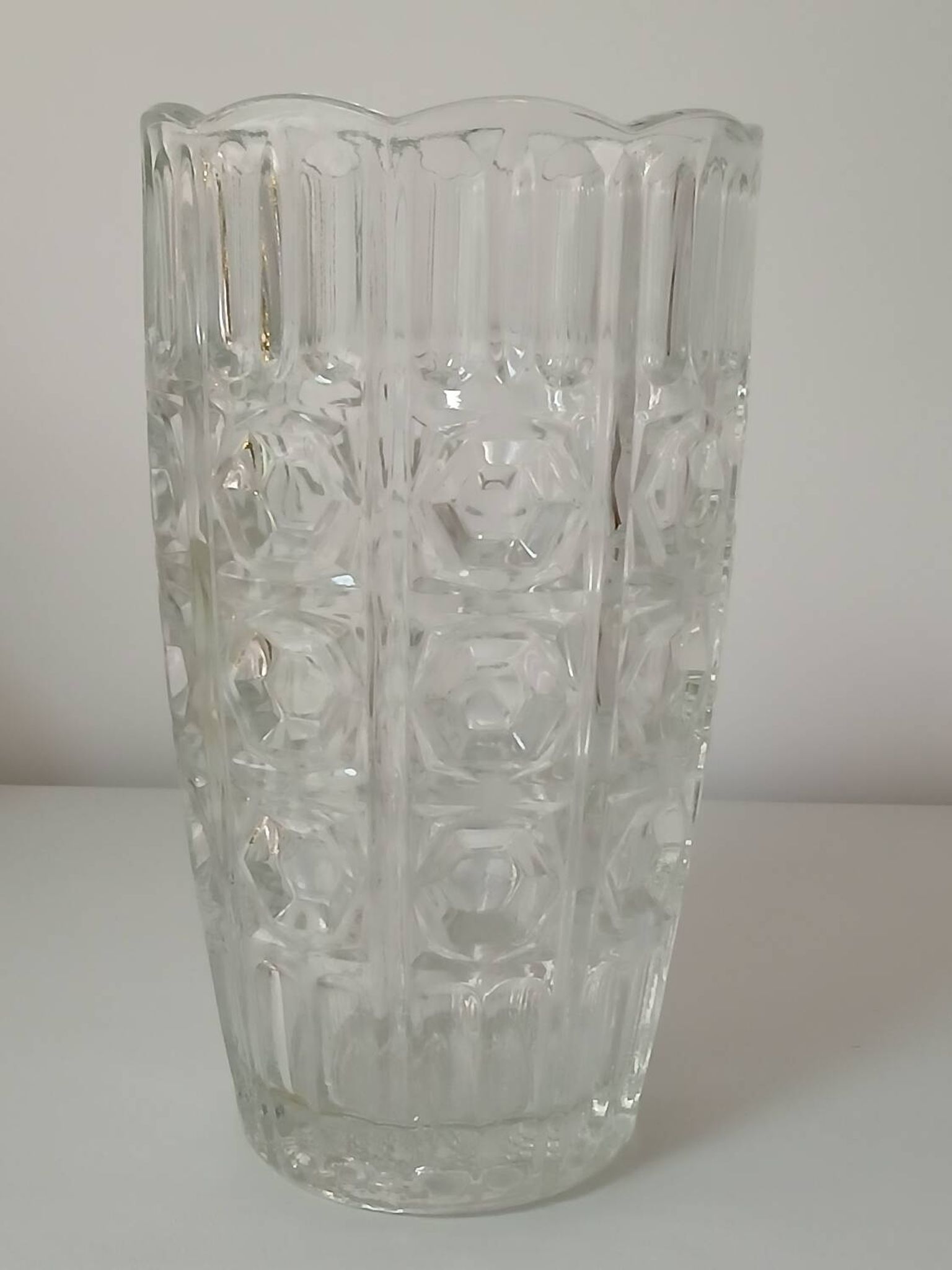Vase en verre, motif "octogones"