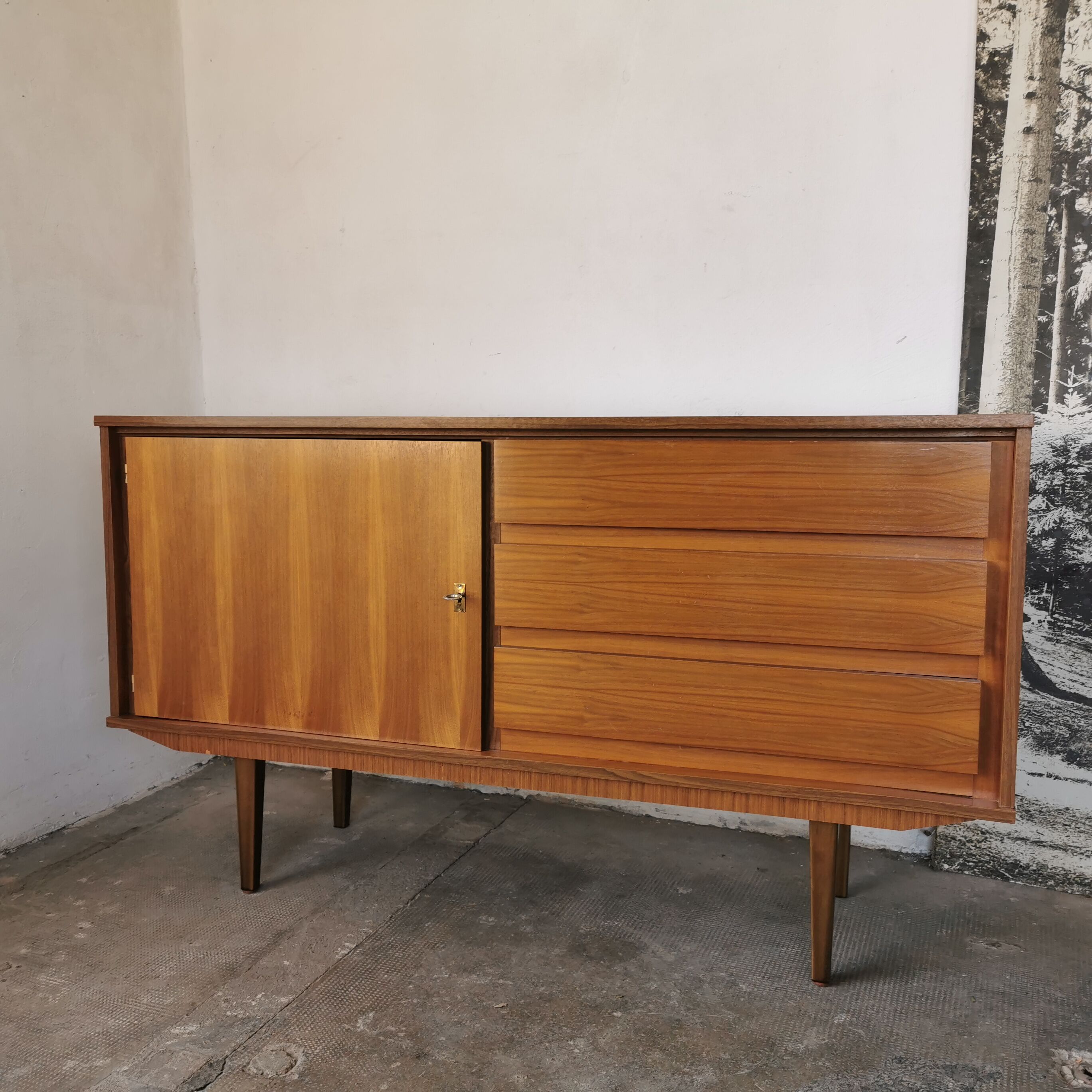 Vintage enfilade, walnut veneer 1970