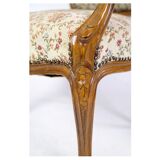 Pair of Neo-Rococo Armchairs with Decorated Fabric in Light Wood