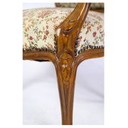 Pair of Neo-Rococo Armchairs with Decorated Fabric in Light Wood