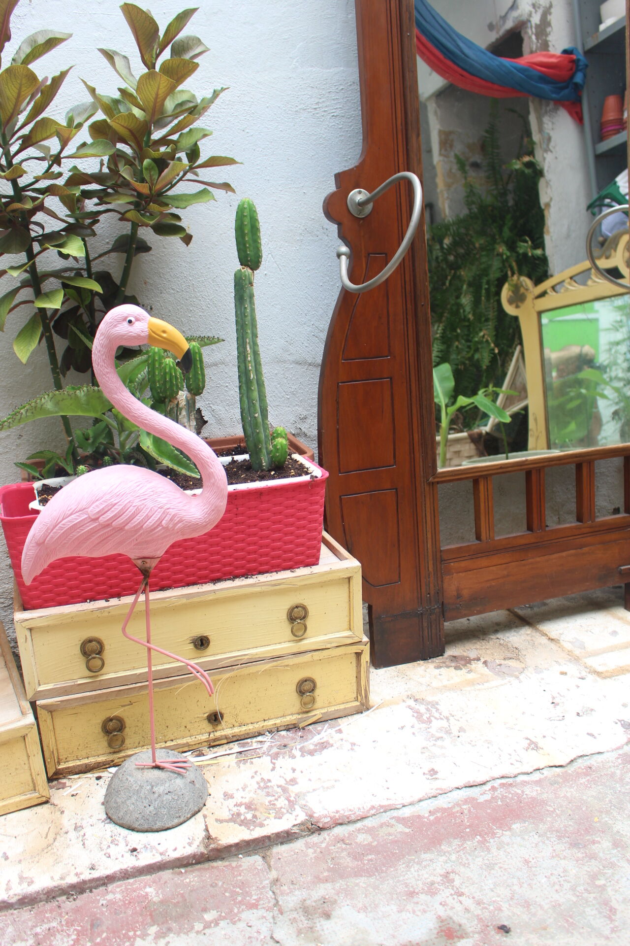 Art nouveau entrance cherry tree wood coat rack with mirror 1890s