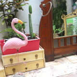 Art nouveau entrance cherry tree wood coat rack with mirror 1890s