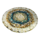 Rya rug made of wool in beige, brown and turquoise