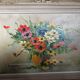 Peinture huile sur toile vintage décor floral cadre Montparnasse
