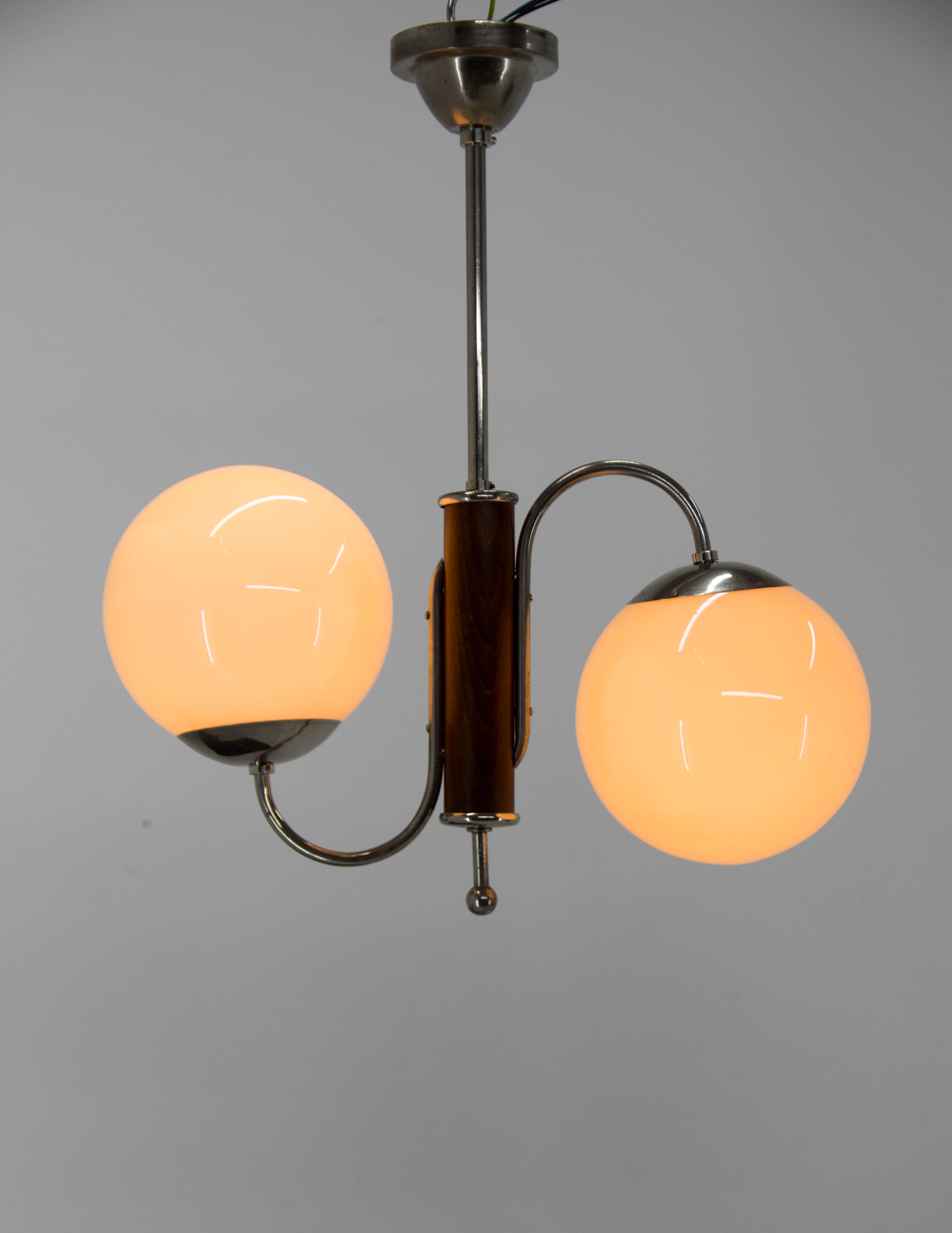 2-flamming Chandelier by Jindrich Halabala, 1930s