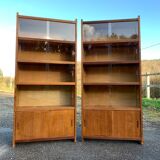 Pair of vintage glass shelves libraries