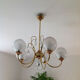 Glass and gold with stamps hanging lamp