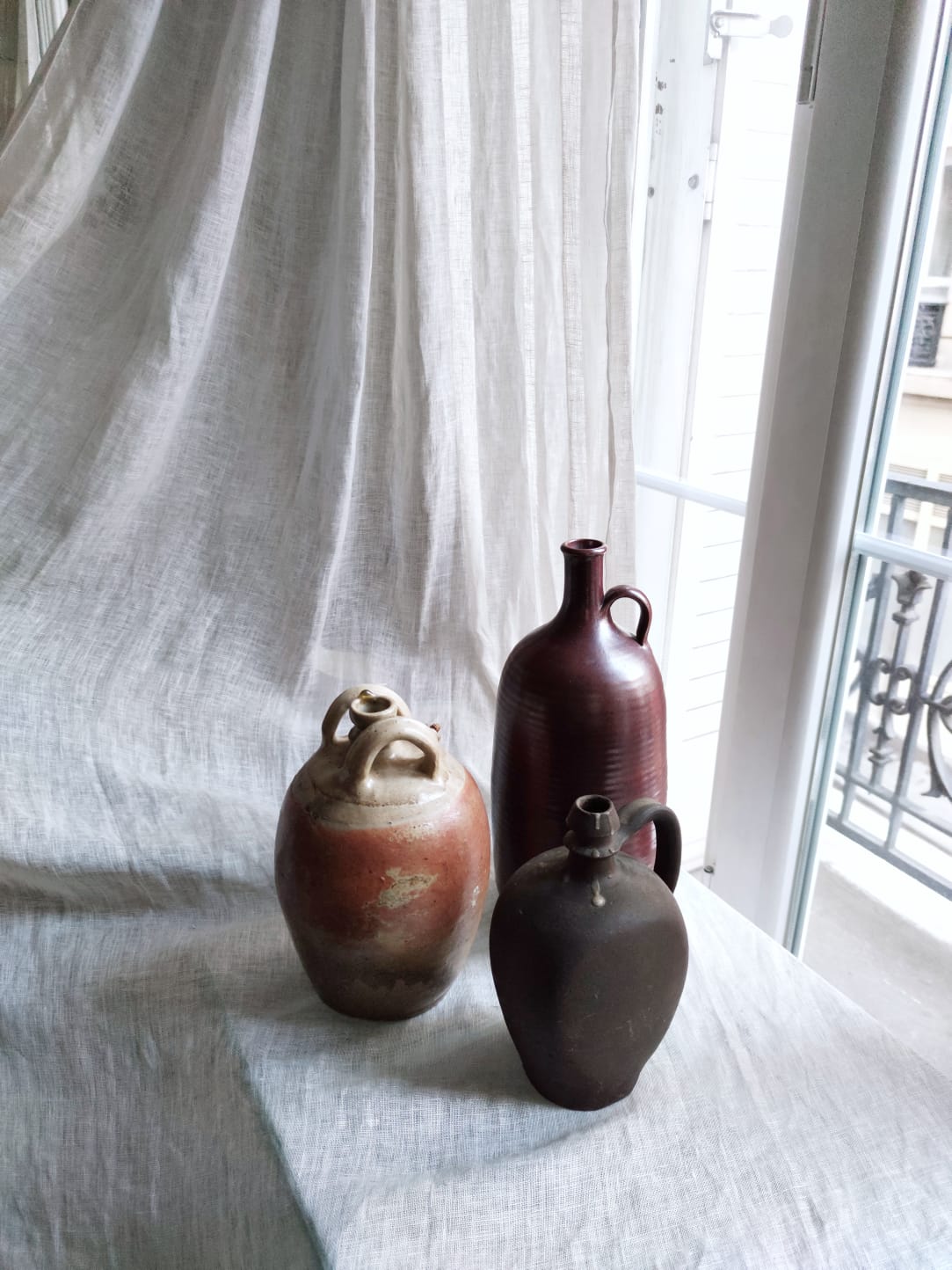 Large burgundy jar