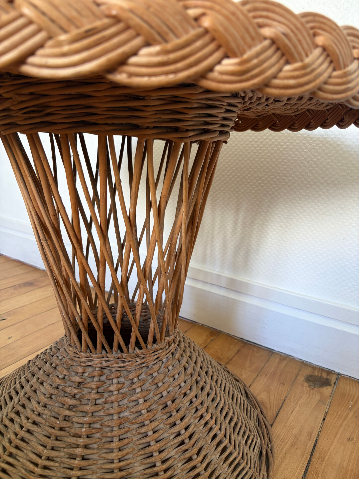 Ensemble salon rotin et osier vintage