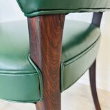Danish Rosewood Green Leather Fully Restored Armchair, 1960´s