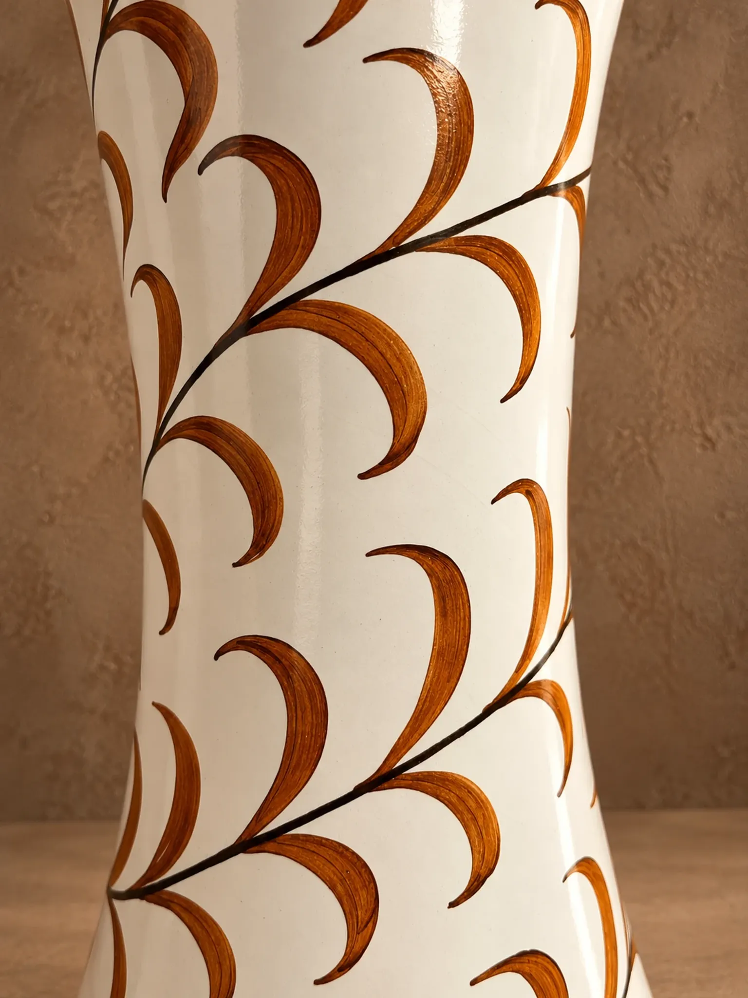 Ceramic lamp with cane shade, Nuova Capodimonte, circa 1970