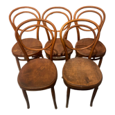 Set of 5 wooden bistro chairs