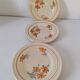 Set of 6 vintage orange and blue floral plates – 1950s