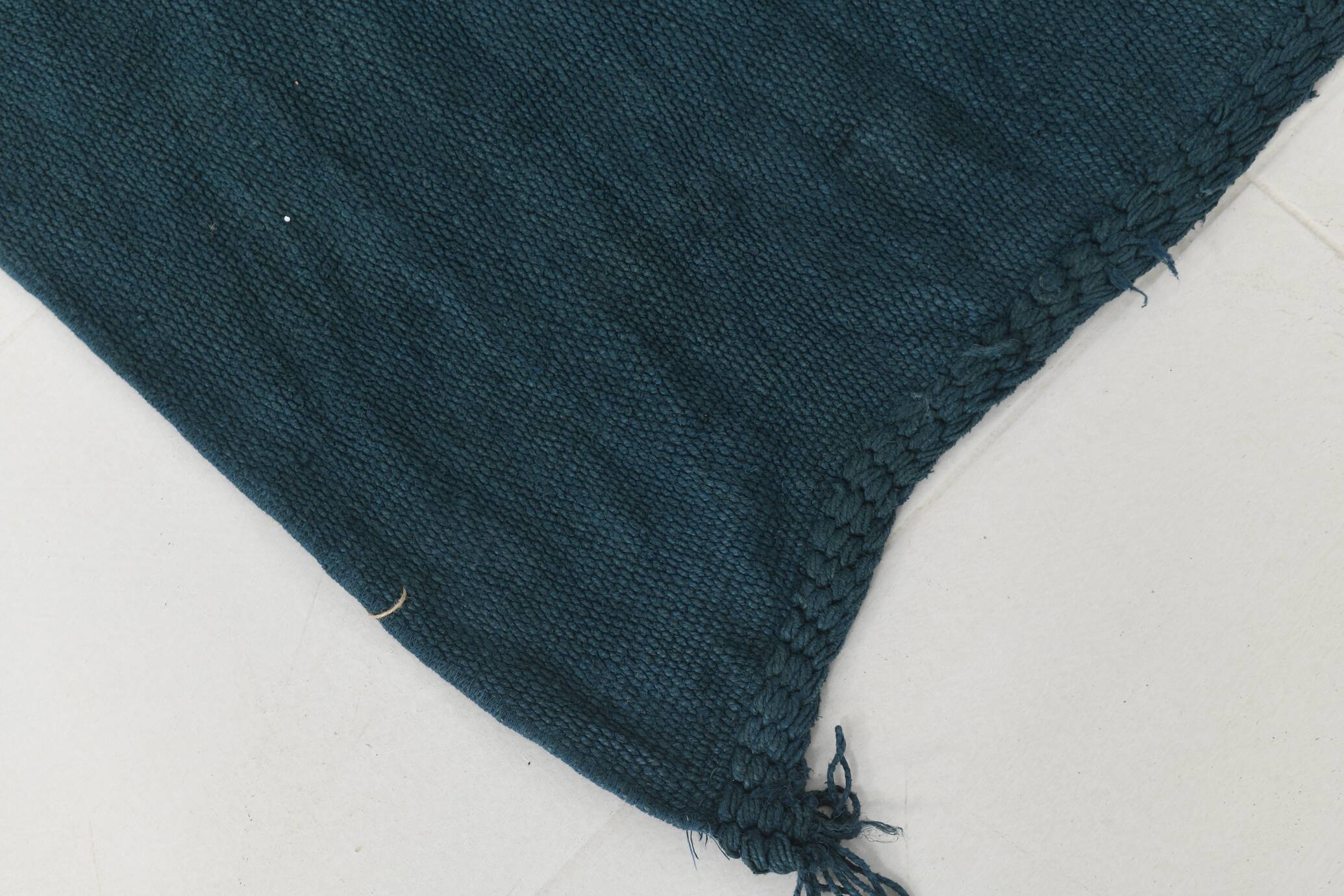 4x8 Deep Blue Decorative Turkish Kilim Rug, 128x235 Cm