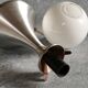 Brushed stainless steel and glass lamp from the 70s