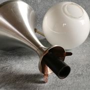 Brushed stainless steel and glass lamp from the 70s