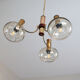 Chandelier 1970 brass gilded globes smoked glass italian