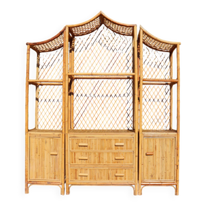 Bibliothèque, étagères - rotin pieds