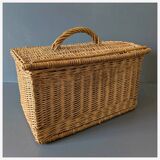 Panier à provisions vintage en osier tressé H28cm
