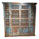 Openwork indian door in metal and blue wood