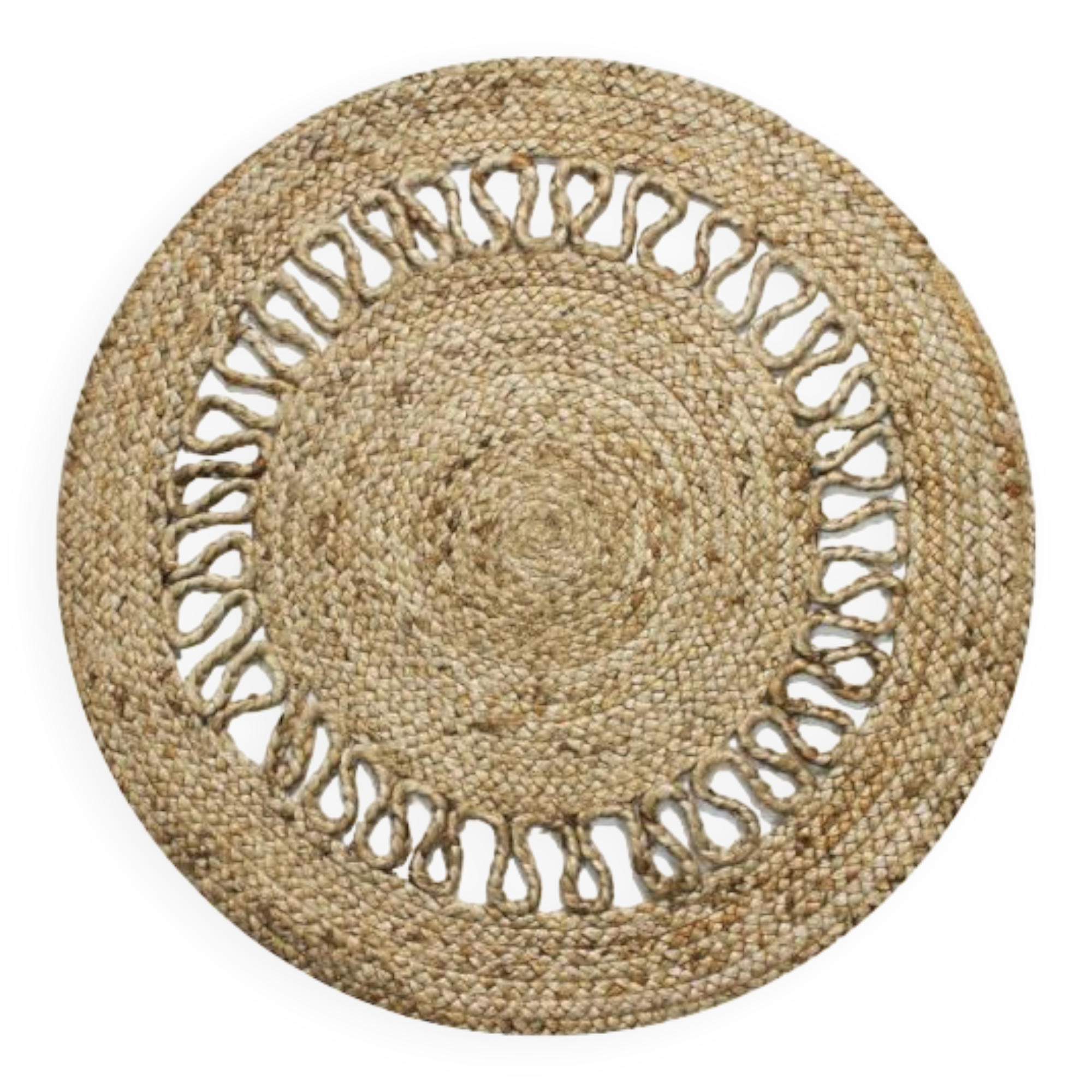 Round jute carpet wave 70 cm