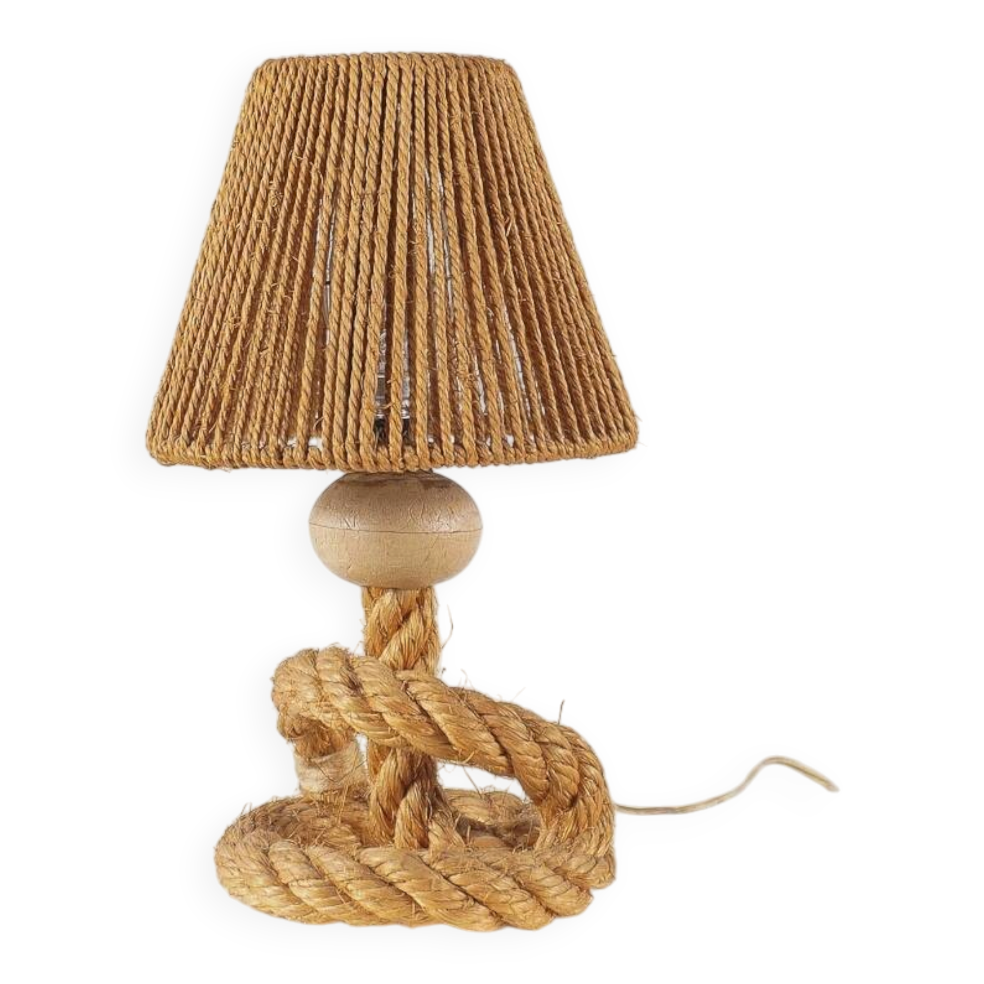 Audoux & Minet - Lampe de table en corde vers 1950