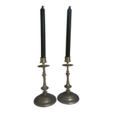 Pair of chiselled candlesticks