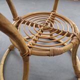 Czechoslovak Midcentury Rattan and Bamboo Side Table, 1960s