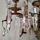 3 Bronze and crystal light wall sconce, late 19th century