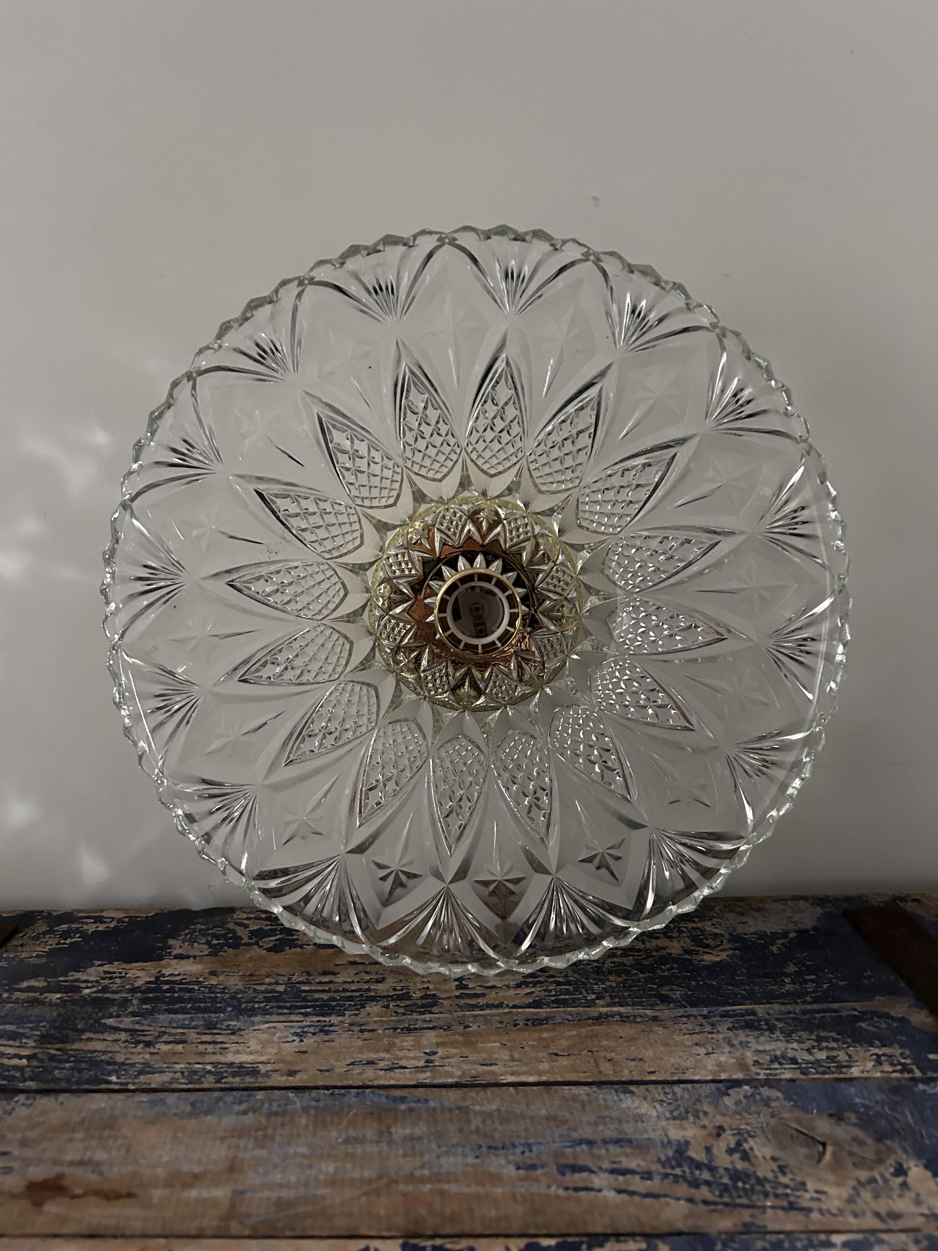 Large vintage chiseled glass wall light