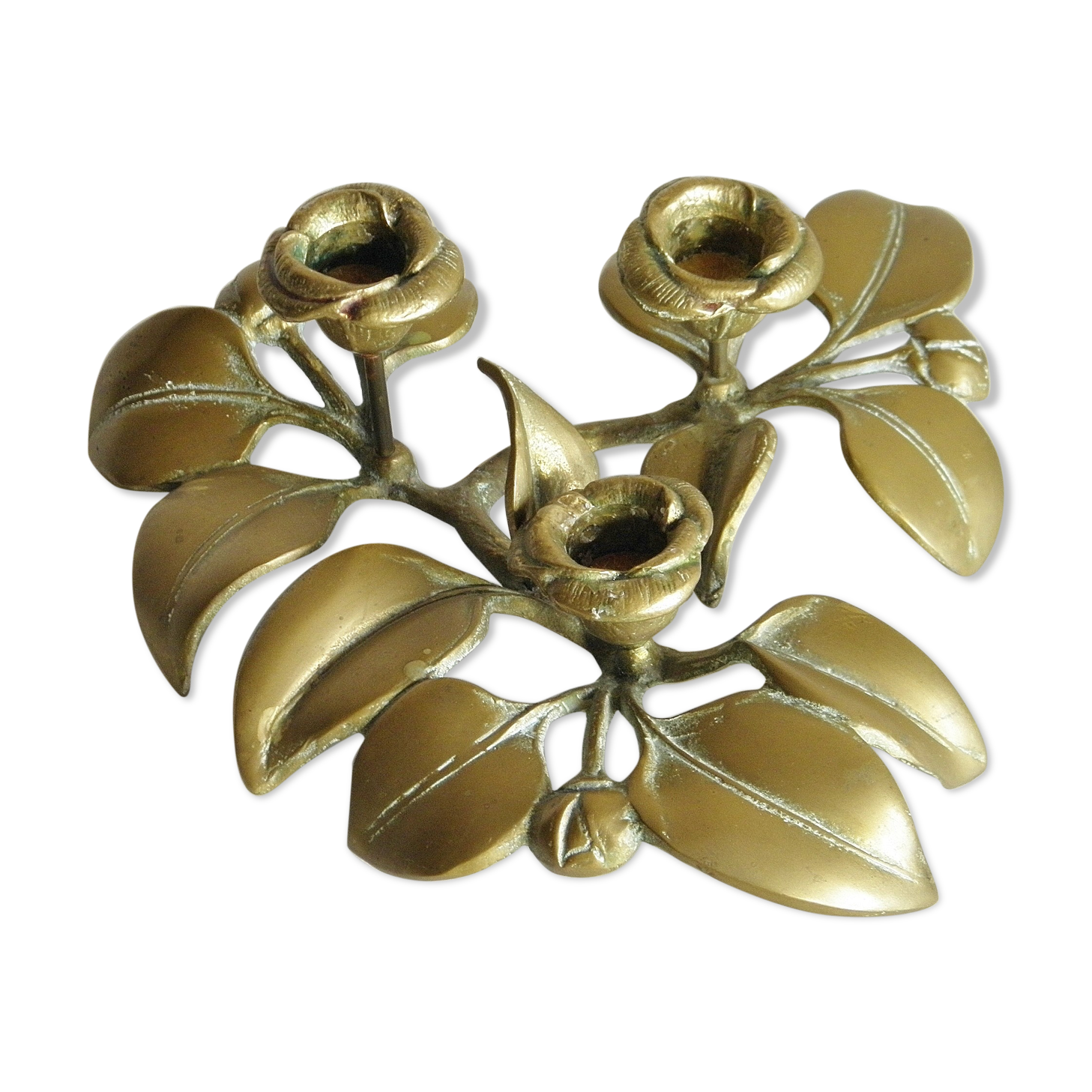 Chandelier "camelia" in brass 70s